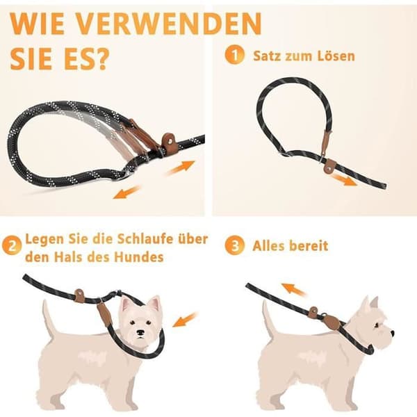 Hundesnorring sort, justerbar 130 cm lang