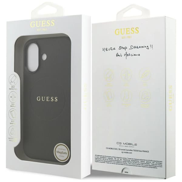 Guess Grained Ring MagSafe-etui til iPhone 17 – sort