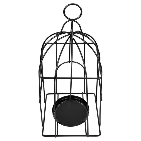 Stearinlygte metal sort 25 cm
