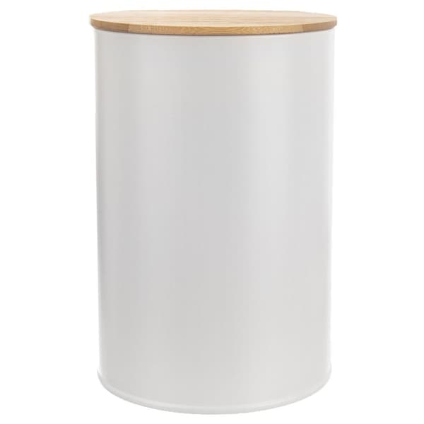 Vit metallmatbehållare med bambulock WHITELINE 800 ml