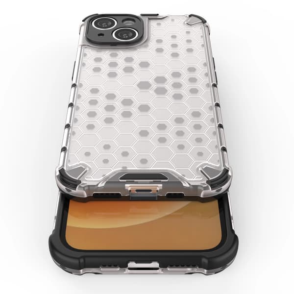 Honeycomb iPhone 14 Plus Hybrid Armored Case Transparent