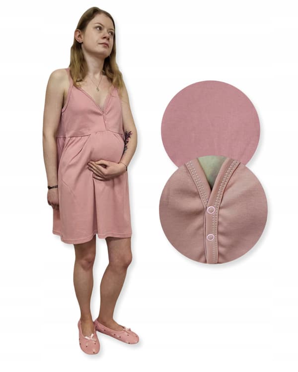 Graviditets ammebluse 100% bomuld med stropper 3XL pudderrosa
