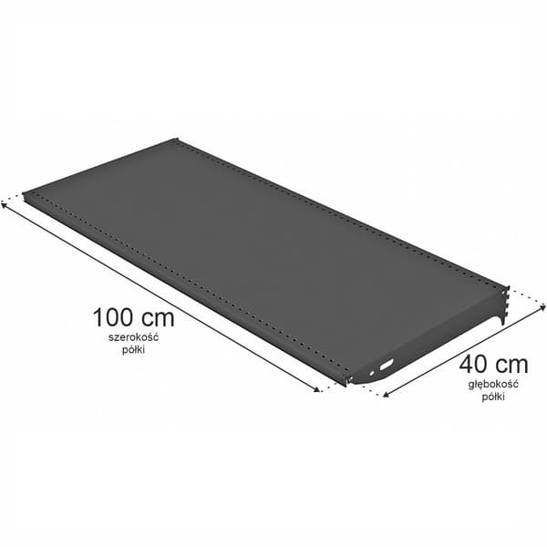Mega-M Basic hylla L-100 cm G-40 cm antracit RAL7016 med 2 st väggbricka