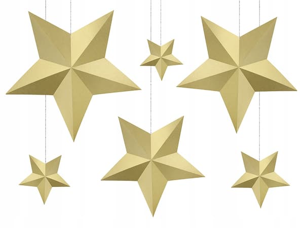 Stjernedekoration, guld, 6 stk.