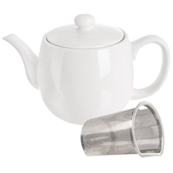 Hvid porcelæns te-kande med infuser MONA 700 ml