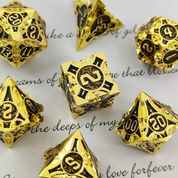 Hidden Treasure RPG-tärningar Set med 7 metalltärningar
