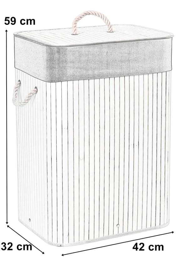 Bambu tvättkorg med lock 80L svart och grå