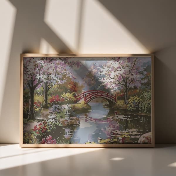 Mal efter nummer billede med ramme Park Spring 70x50 cm