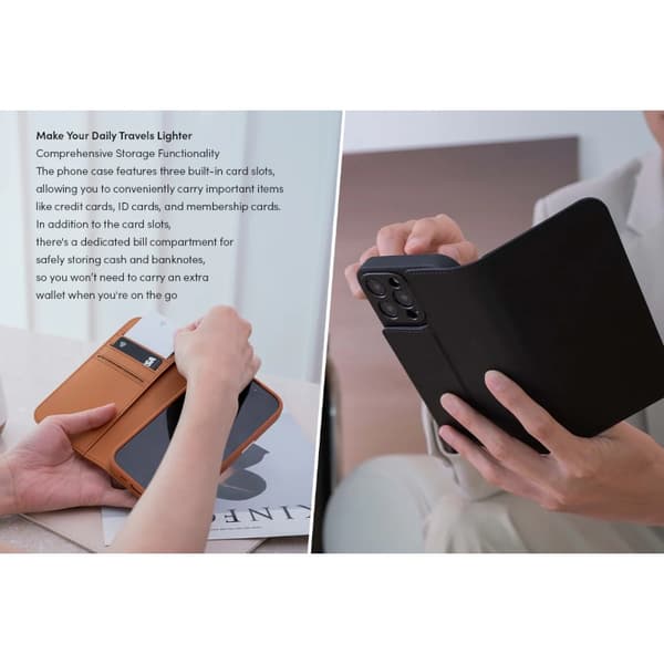 Moshi Overture MagSafe - 3-i-1 lædercover til iPhone 16 Pro (karamelbrun)