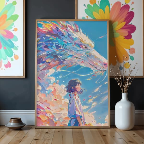 Spirited Away maling efter tal med ramme 50x70 cm