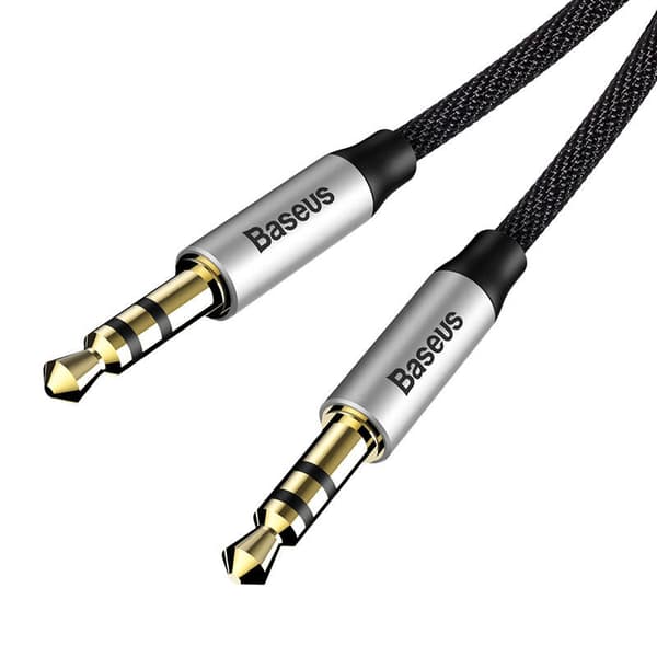 Baseus Yiven 3,5 mm AUX mini-jack lydkabel 1,5 m (sort og sølv)