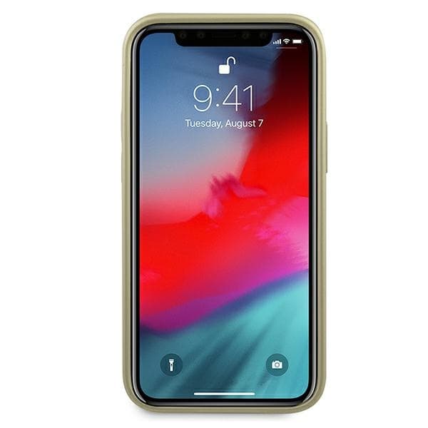 Guess GUHCP12SIGLGO iPhone 12 mini 5,4oz/guld hårdt cover iriserende