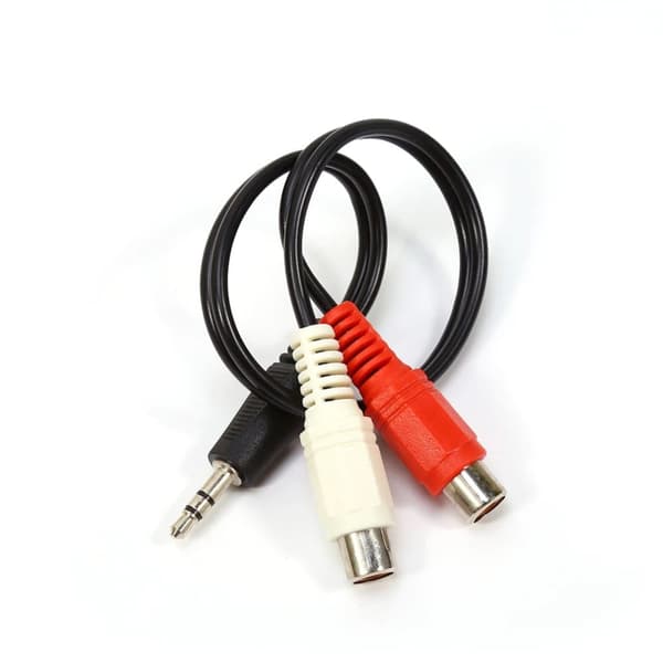 Adapter 3,5 mm han til 2 x RCA hun