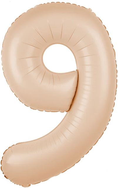 Folieballon nummer 9 karamel 100 cm