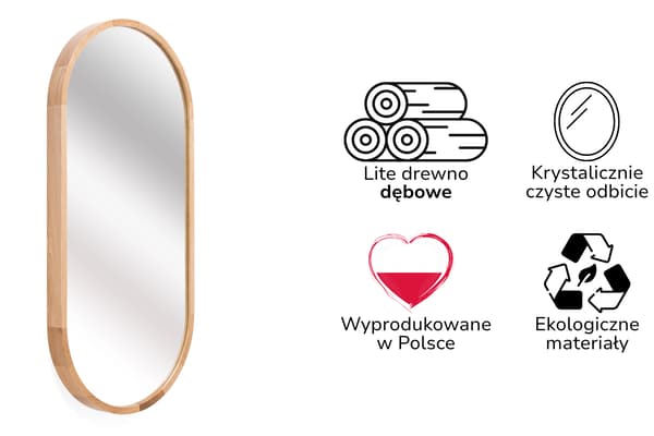 Oval badväggsspegel i ekram LEJA 100×38 Stilfull