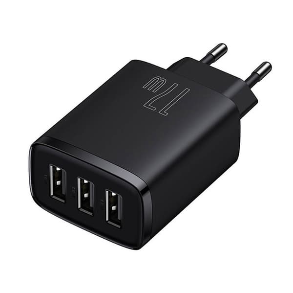 Baseus Kompakt Snabbladdare, 3x USB, 17W (svart)