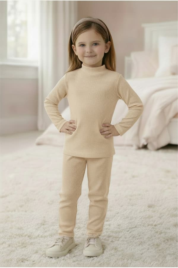 Børne HALV TURTLENECK 122 RIBBET BOMULD ELASTIK DARTOMIK ECRU
