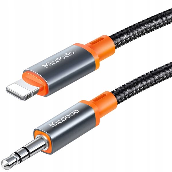 MCDODO AUX-KABEL FÖR IPHONE X 14 LIGHTNING MINI JACK-ADAPTER FJÄDERSPOLE 2M