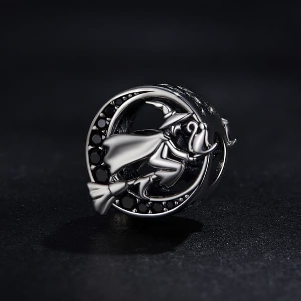 Häxa på kvastpärla berlock silver 925