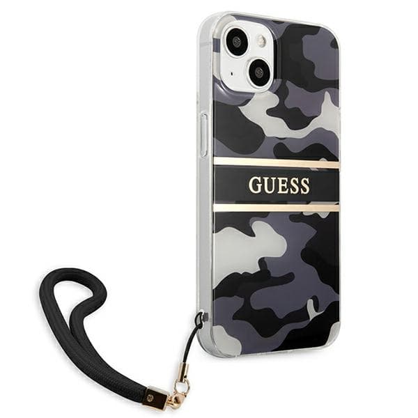Guess GUHCP13SKCABBK iPhone 13 mini 5.4 sort/sort hårdt cover Camo Strap Collection