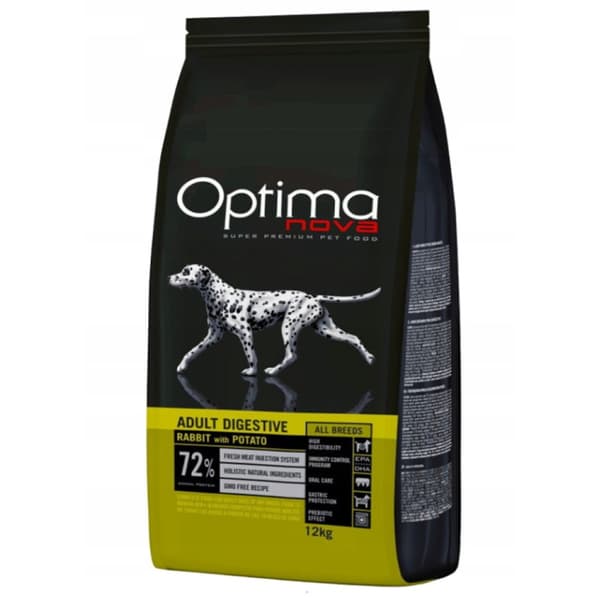 Optimanova Adult Digestive tørfoder til kaniner til hunde 12 kg