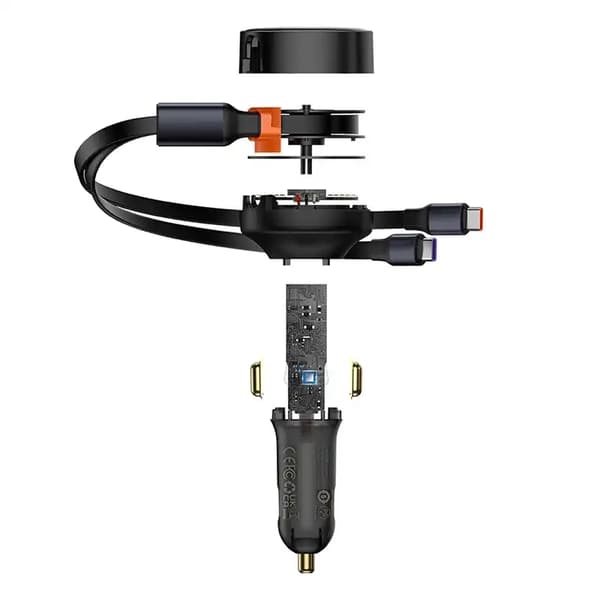 Baseus Enjoyment Biloplader med USB-C Kabler, 33W (Sort)