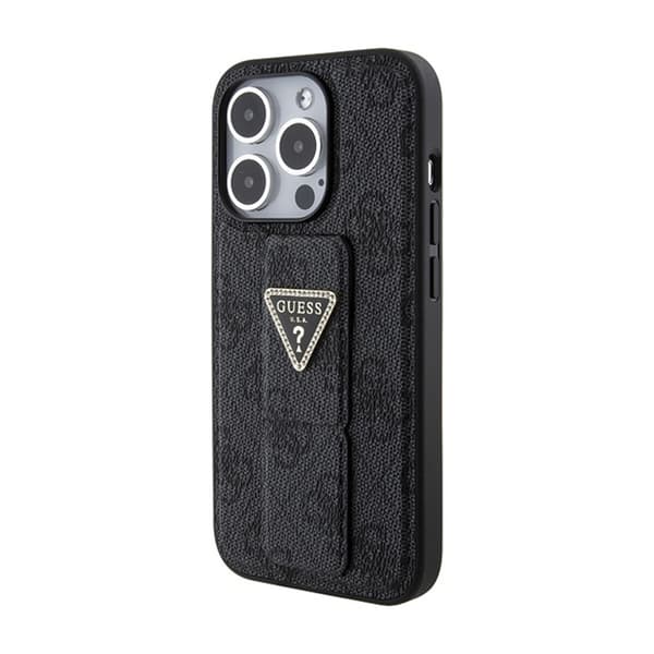 Guess Grip Stand 4G Triangle Strass Logo - iPhone 15 Pro Max cover (sort)