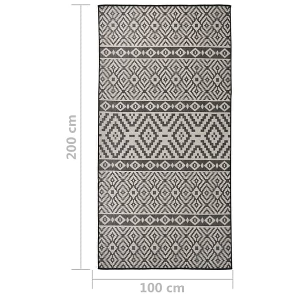 vidaXL udendørstæppe, fladvævet, 100x200 cm, sorte striber
