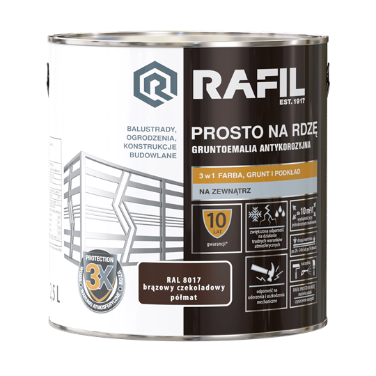 RAFIL RUSTMALING LIGE TIL RUSTMALING CHOKOLADEBRUN SEMIMAT RAL8017 2,5L