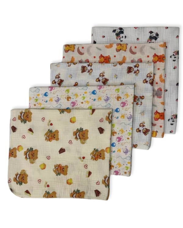 5-pack mini muslin burskydd 38x38 set för flicka