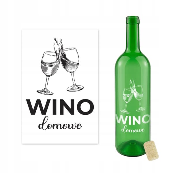 10x Vinflaska MED TRYCK 0,75l HEM VIN glasflaskor GRÖNA