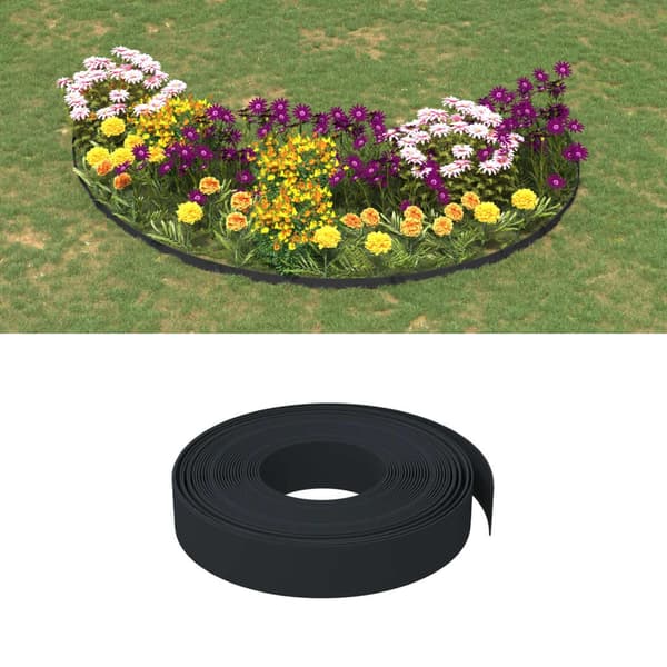 vidaXL havekant, 2 stk., sort, 10 m, 10 cm, polyethylen