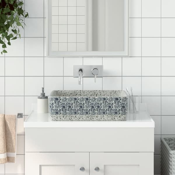 vidaXL Bänkskiva, grå och blå, rektangulär, 46x35,5x13 cm