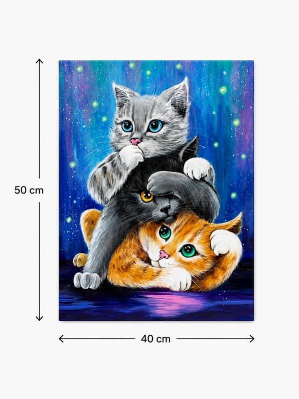 Målning med siffror tre charmiga katter 40x50 cm