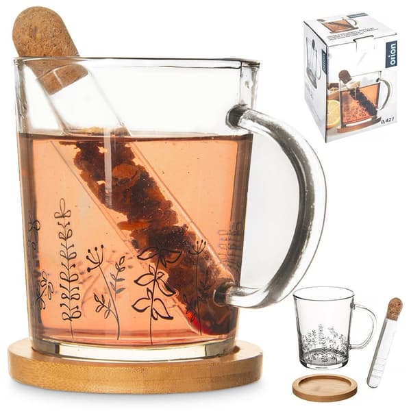Glas mugg med infuser LOUKA 400 ml 3 st