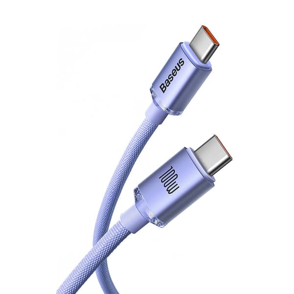 Baseus Crystal Shine USB-C til USB-C kabel, 100W, 2m (lilla)