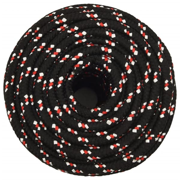 vidaXL sejltov, sort, 12 mm, 100 m, polypropylen