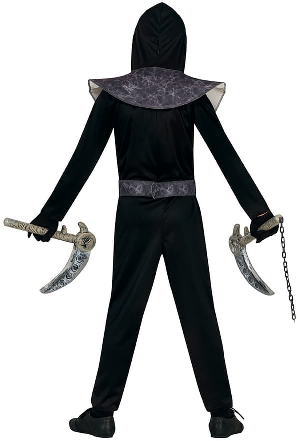 Mørkesort NINJA Kriger Kostume 5-6 år