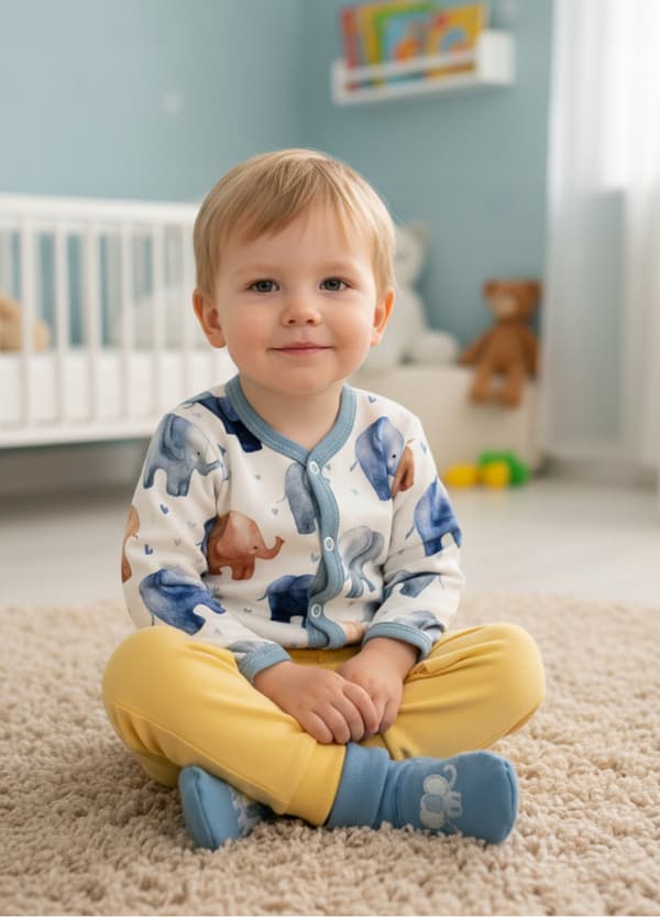 KAFTAN barnkaftan 104 SKJORTA knäppt långärmad elefanter