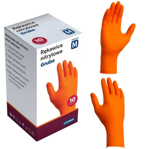 Handskar nitril orange LUXIMED 10 st - storlek S