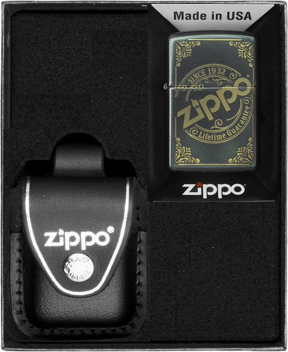 Zippo Lighter Sæt Iriserende Logo Lasergraveret Gave nr. 3