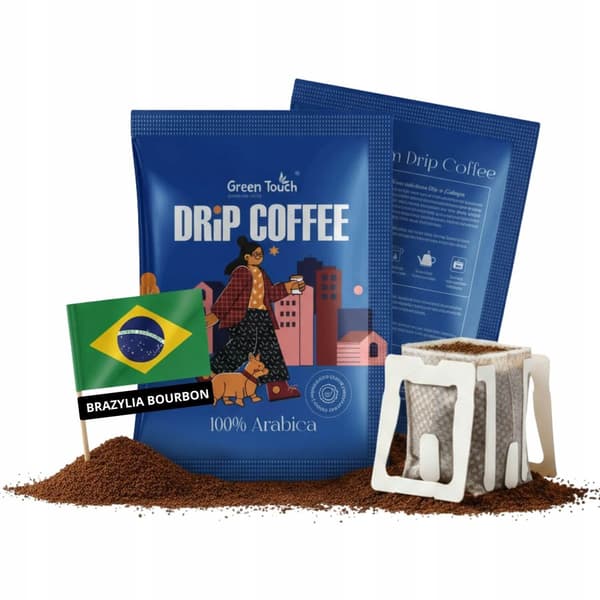 Set kaffe drypppose malen Brasilien Yellow Bourbon 10 g låda 8 st