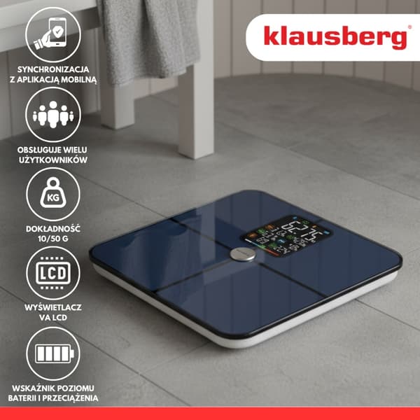 SMART IOS ANDROID ANALYTISK BADEVÆRELSESVÆGT KLAUSBERG KB-7940