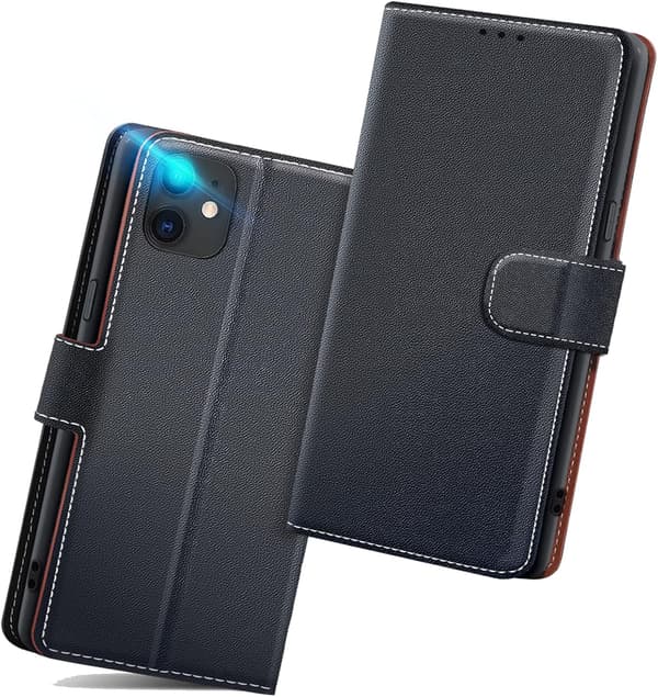 SORT FOLDBART ETUI TIL IPHONE 11 MED FLAP, SOLIDT