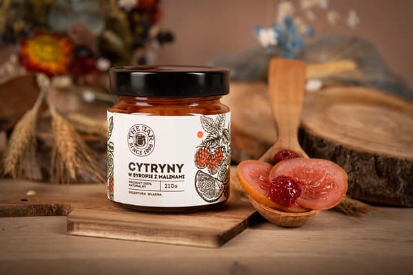 Citroner i hallonsirap 210g THE JAR Hallon
