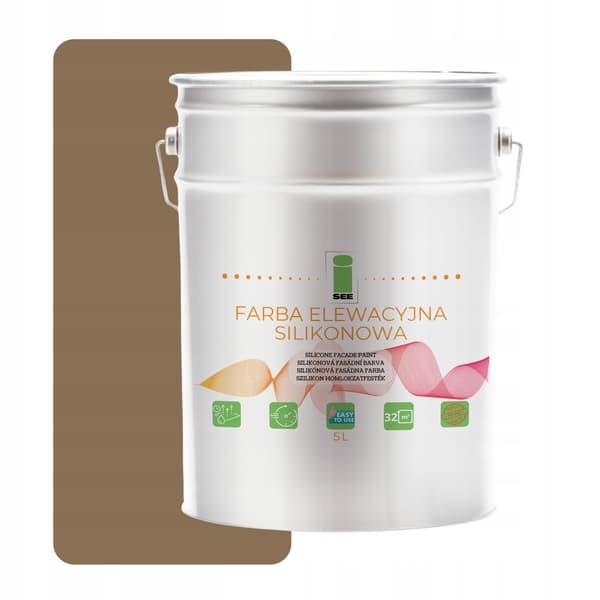 SILIKONFASADFÄRG BEIGE BRUN OST 5L + ALGBESKRIVANDE