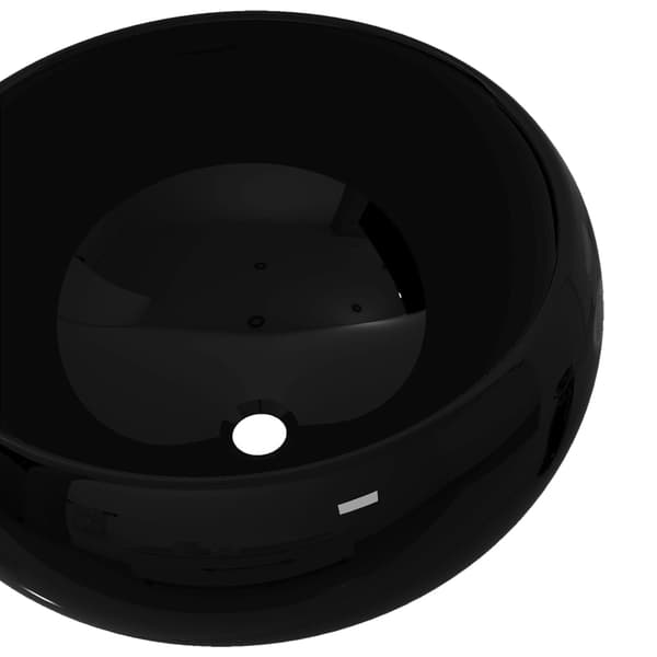 vidaXL keramisk håndvask, rund, 40x15 cm, sort