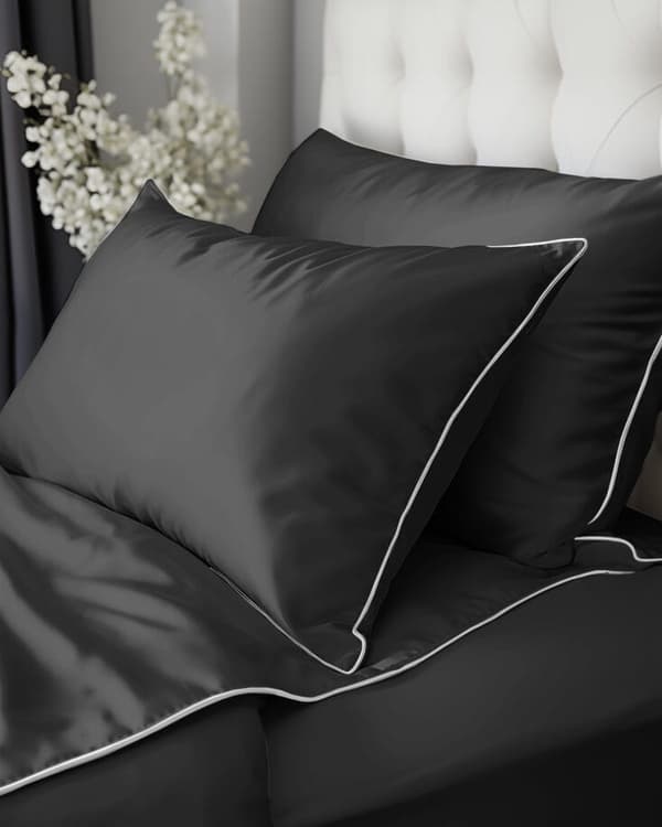 Ren bomull Makosatin Bäddset 220x200 C. Grå Premium