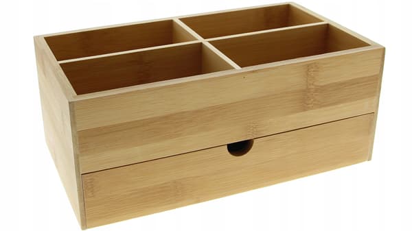 BAMBU-ORGANIZER FÖR NAGELACK OCH KOSMETIKA MED 4 FACKS