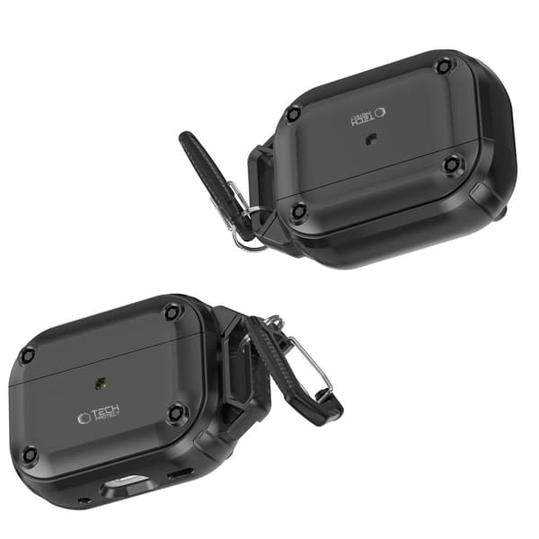 TECH-PROTECT ROUGH HOOK APPLE AIRPODS PRO 1/2 -KUULOKKEELLA VARUSTETTU MUSTA